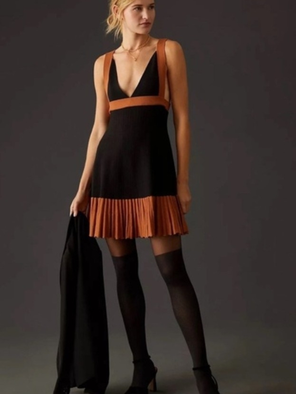 Anthropologie - V-Neck Colorblock Mini Dress